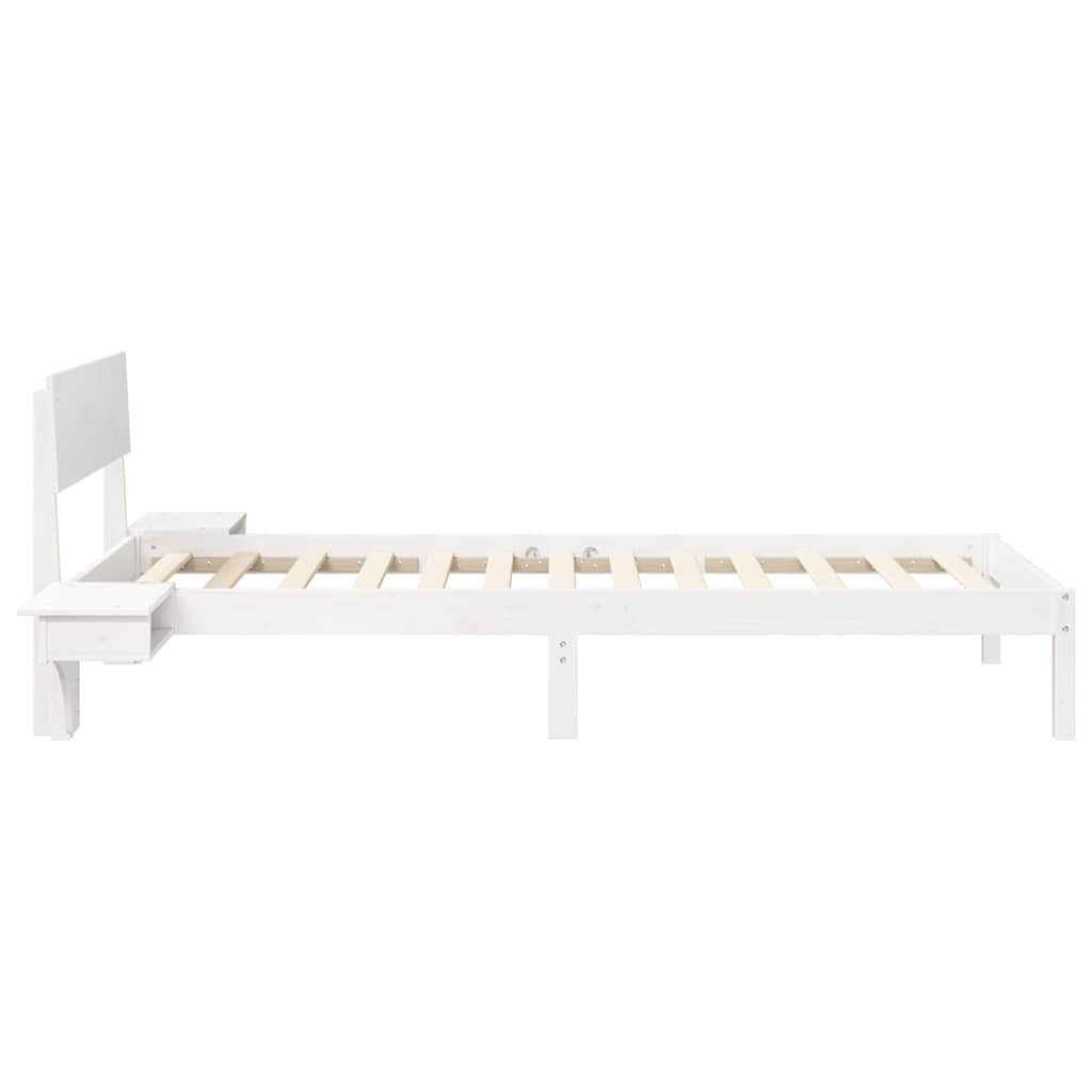 Sengestel med hovedgærde Hvid 100 x 200 cm Massiv fyrretræ