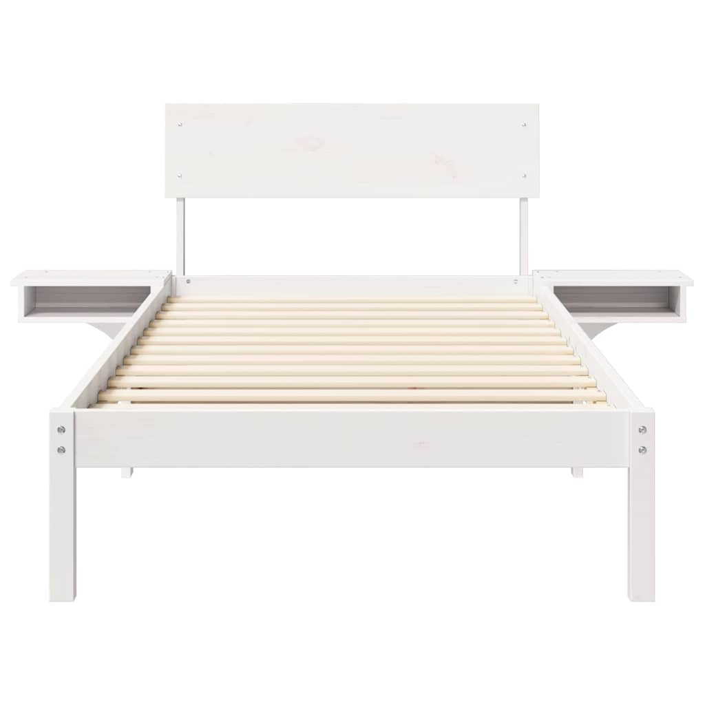 Sengestel med hovedgærde Hvid 90 x 200 cm Massiv fyrretræ