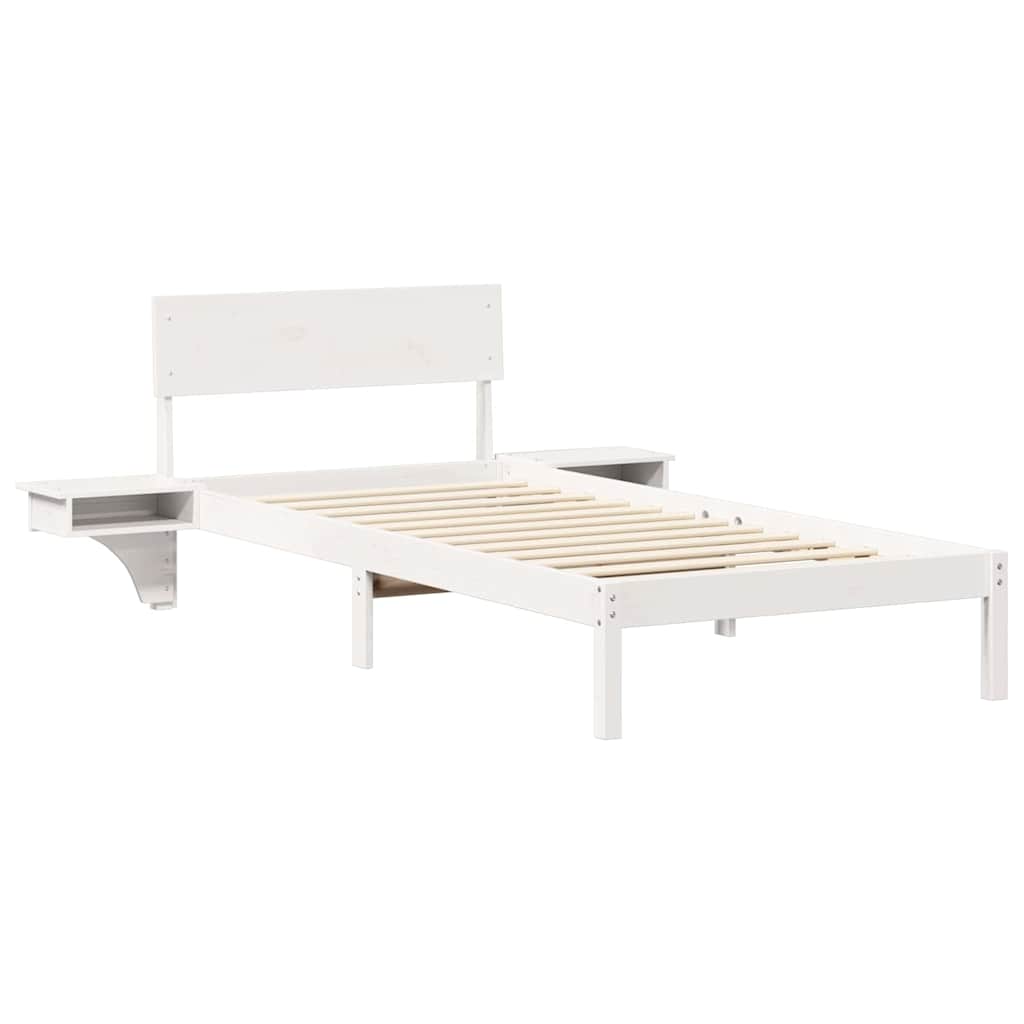 Sengestel med hovedgærde Hvid 90 x 190 cm Massiv fyrretræ
