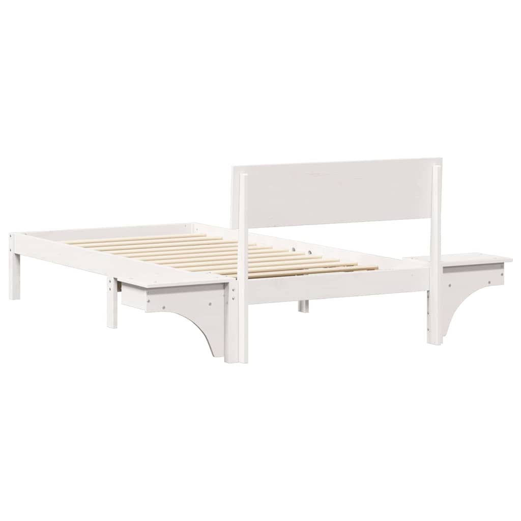 Sengestel med hovedgærde Hvid 90 x 190 cm Massiv fyrretræ
