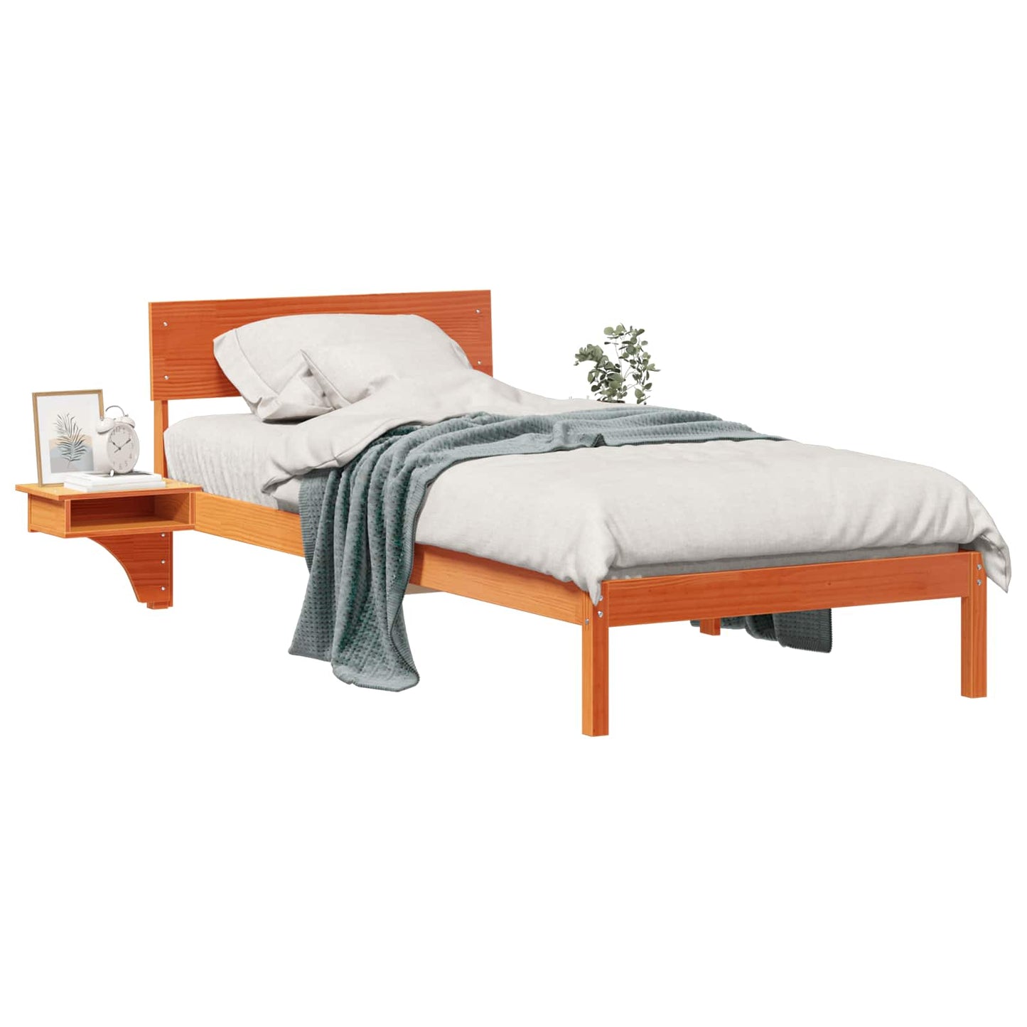 Sengestel med hovedgærde Voks brun 90 x 190 cm Massiv fyrretræ