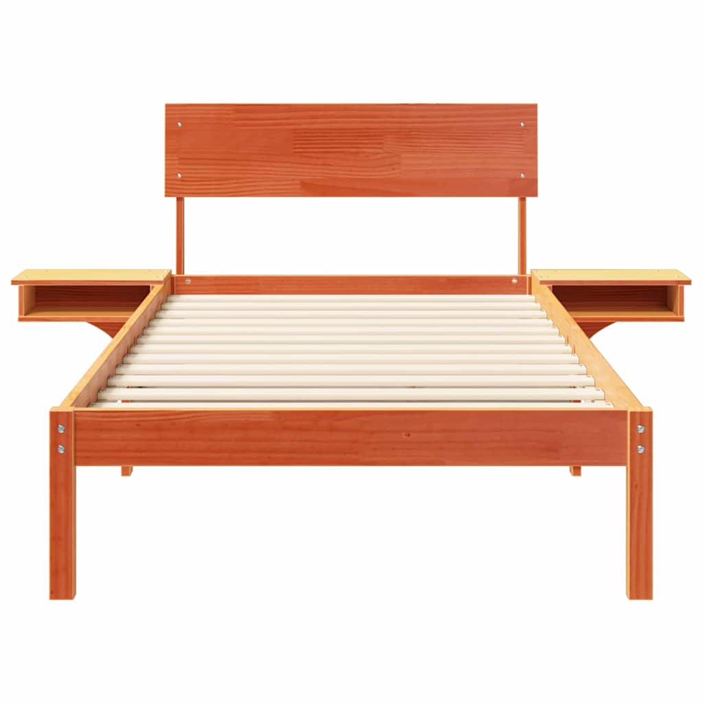Sengestel med hovedgærde Voks brun 90 x 190 cm Massiv fyrretræ