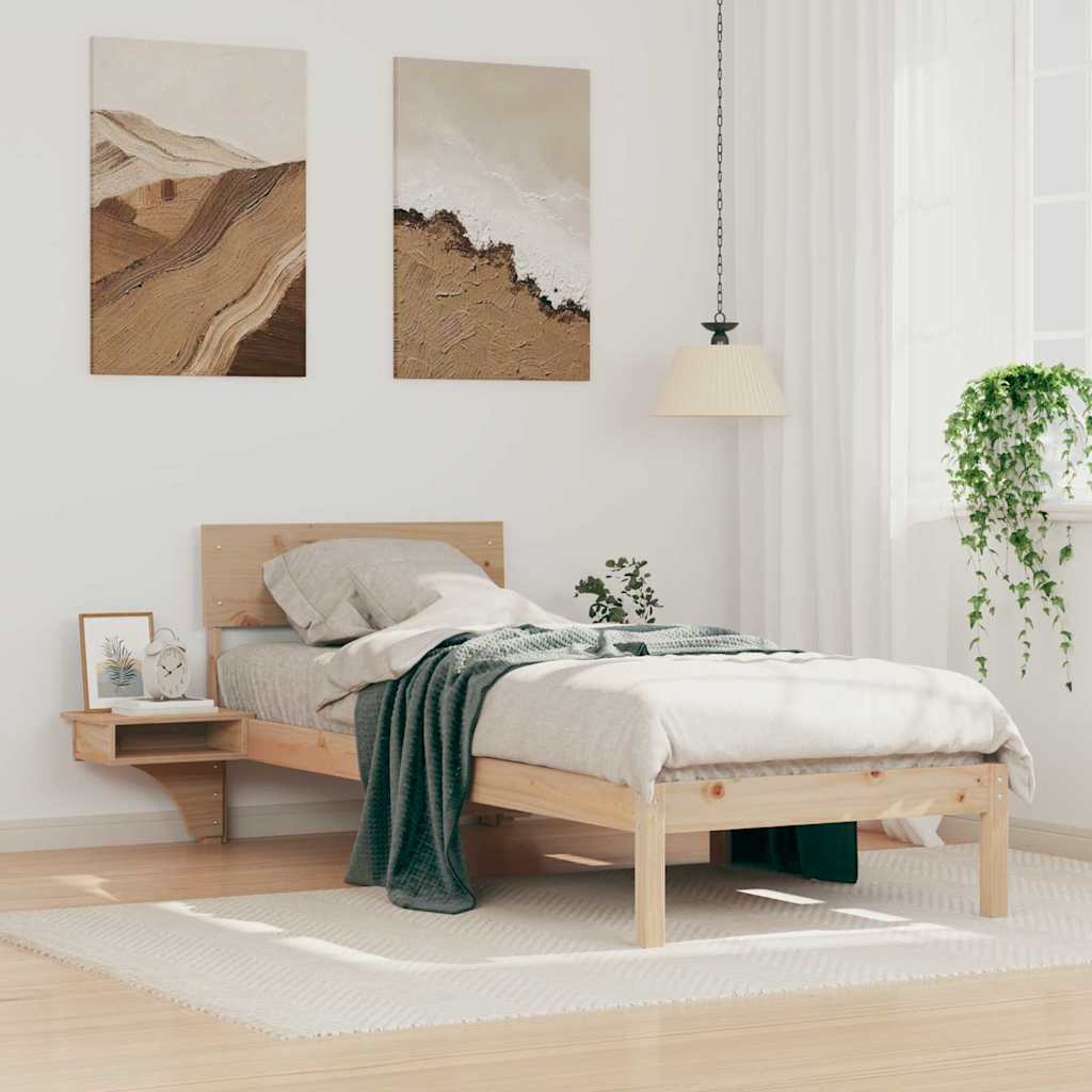 Sengestel med hovedgærde Brun 75 x 190 cm Massiv fyrretræ