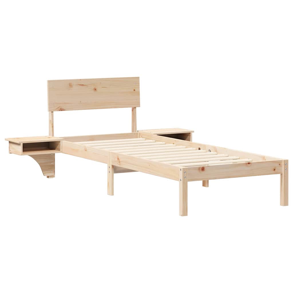 Sengestel med hovedgærde Brun 75 x 190 cm Massiv fyrretræ