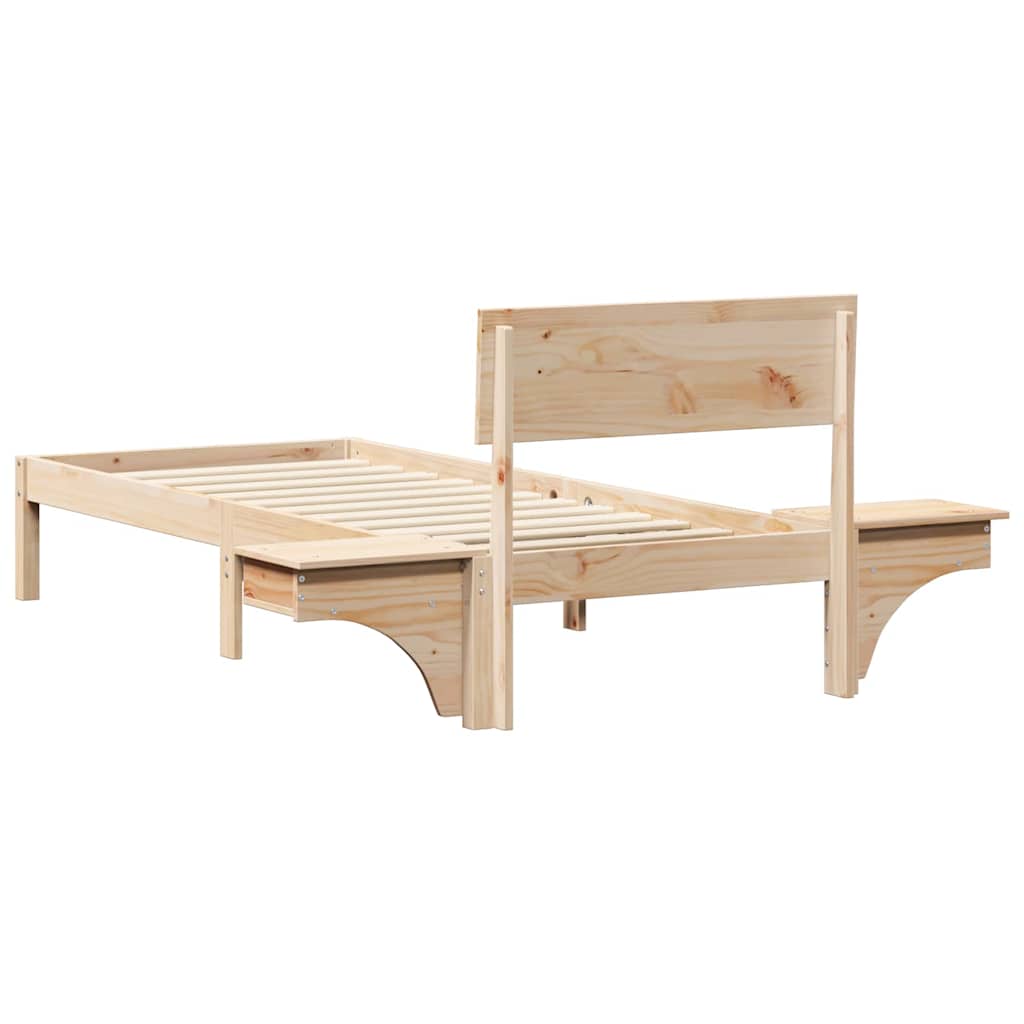 Sengestel med hovedgærde Brun 75 x 190 cm Massiv fyrretræ