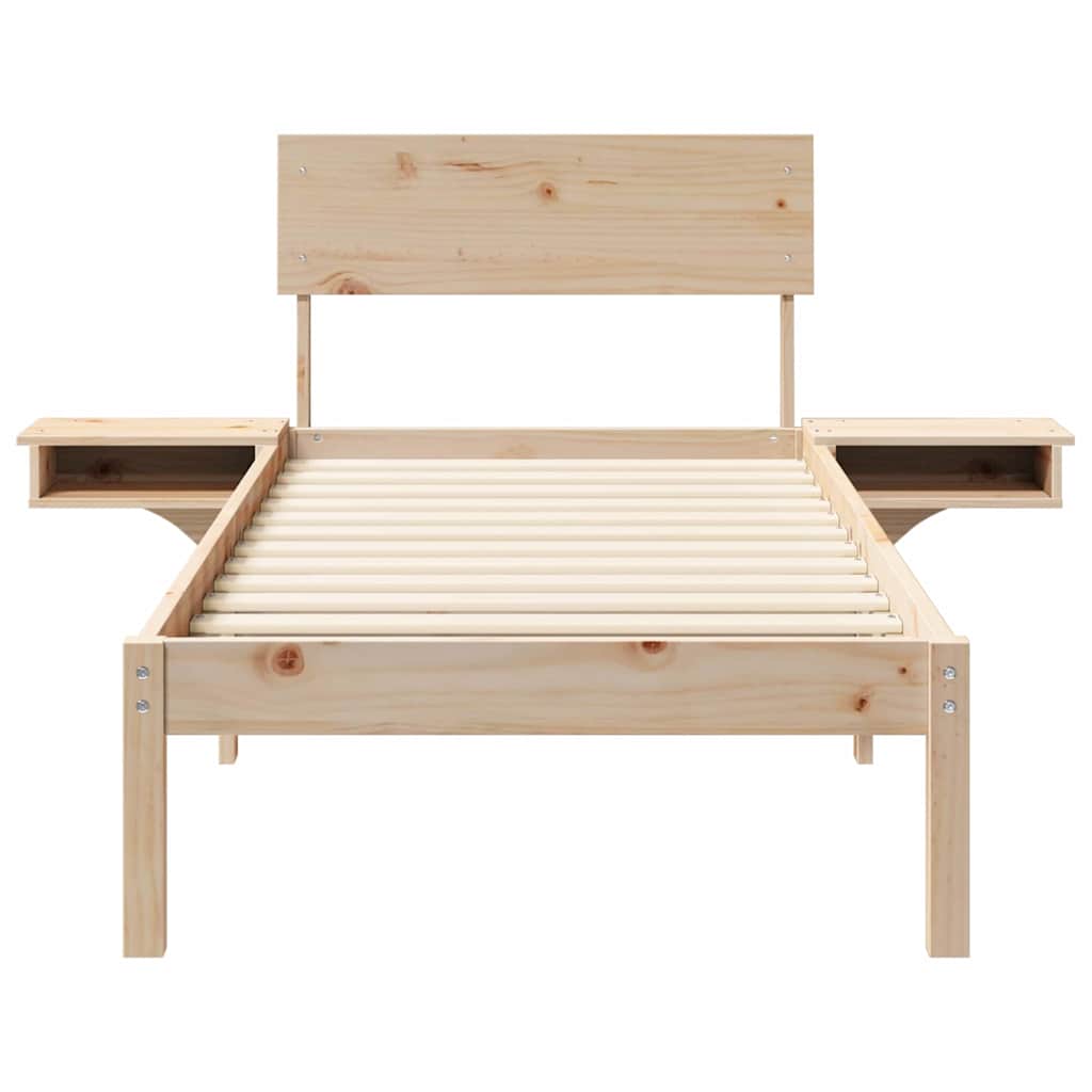 Sengestel med hovedgærde Brun 75 x 190 cm Massiv fyrretræ