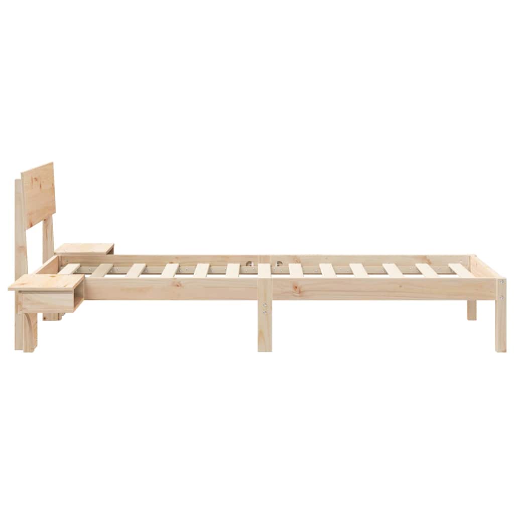 Sengestel med hovedgærde Brun 75 x 190 cm Massiv fyrretræ
