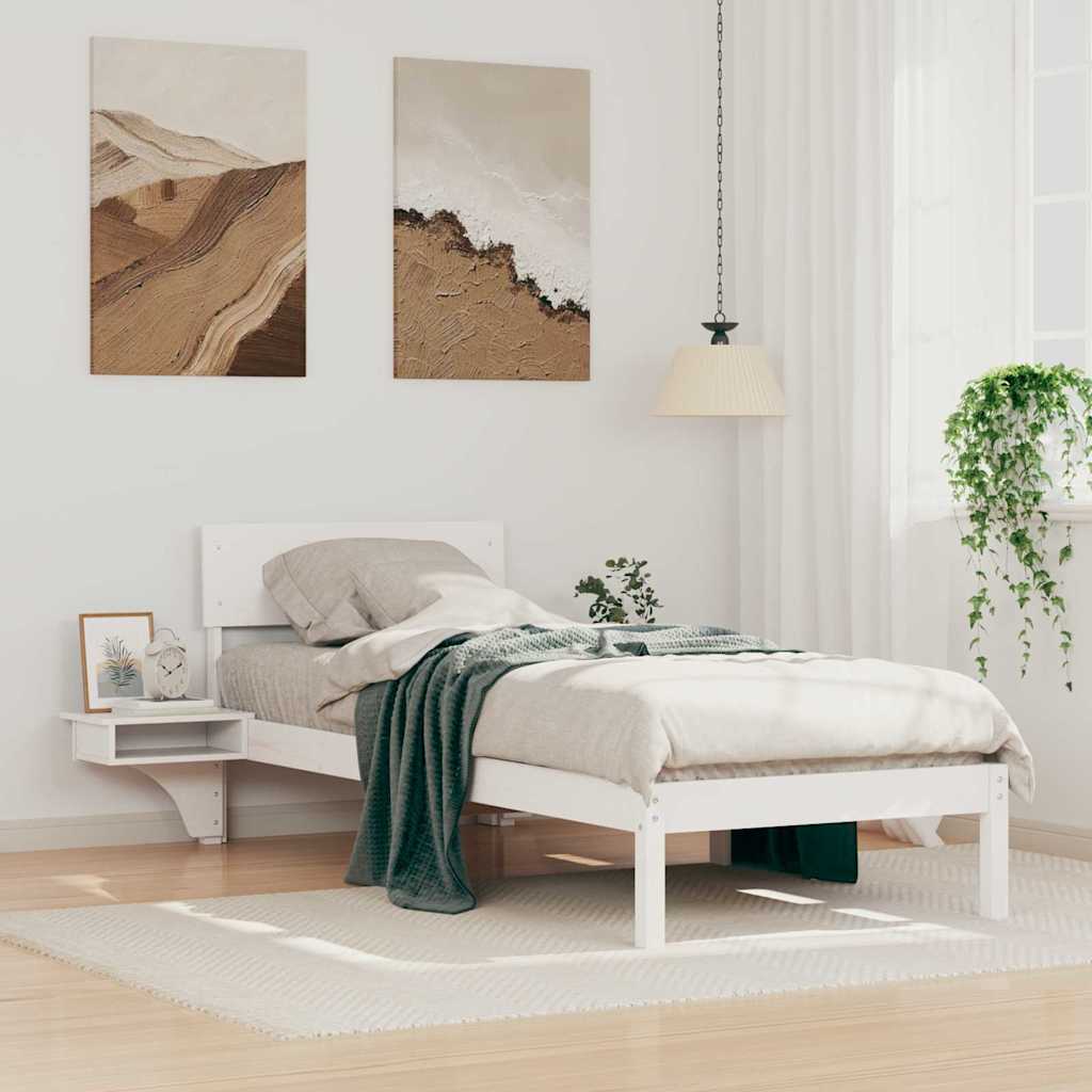 Sengestel med hovedgærde Hvid 75 x 190 cm Massiv fyrretræ