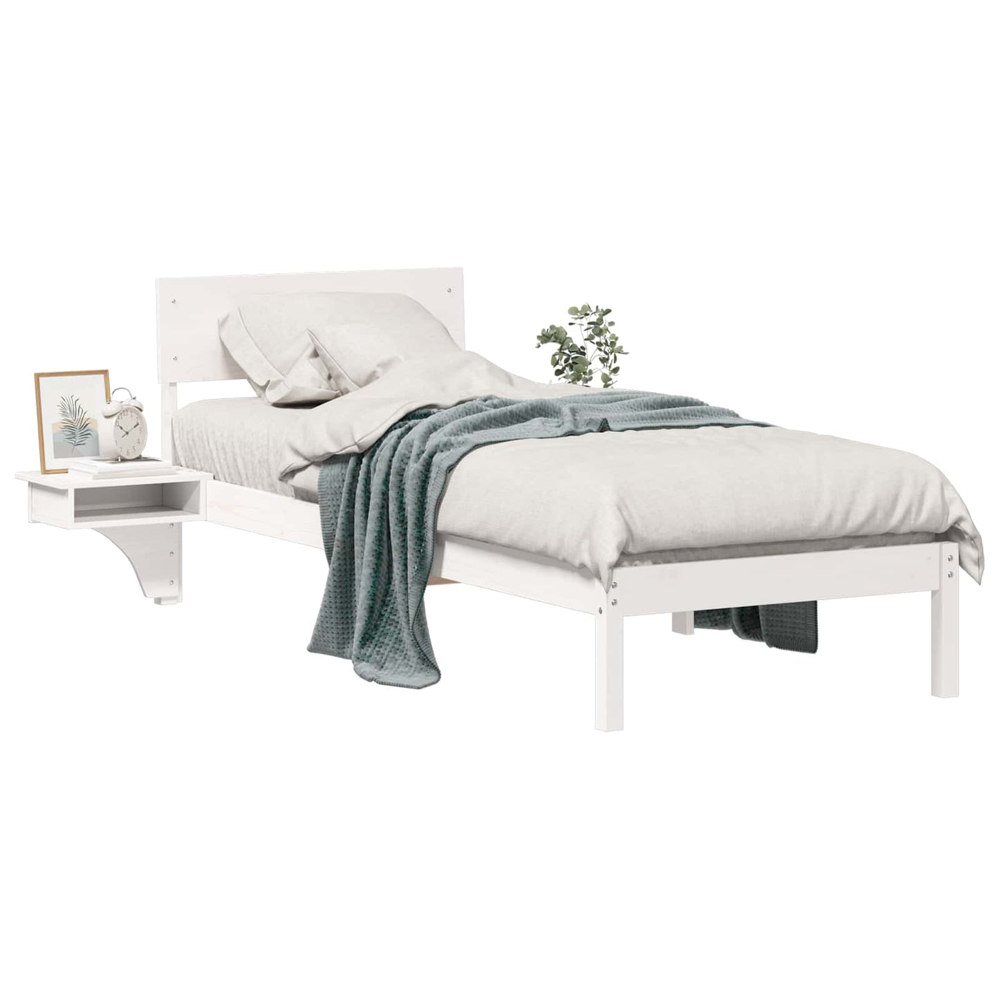 Sengestel med hovedgærde Hvid 75 x 190 cm Massiv fyrretræ