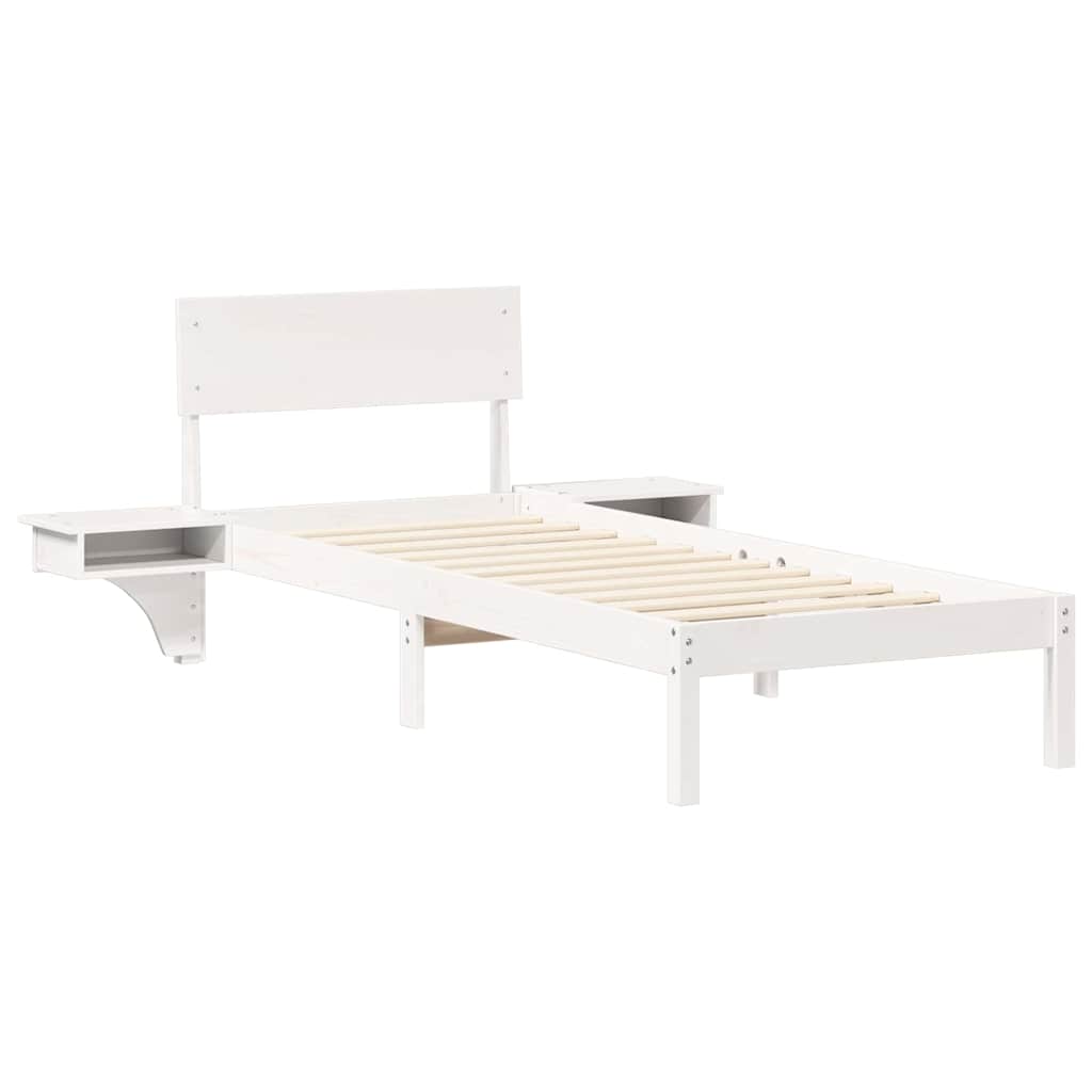 Sengestel med hovedgærde Hvid 75 x 190 cm Massiv fyrretræ