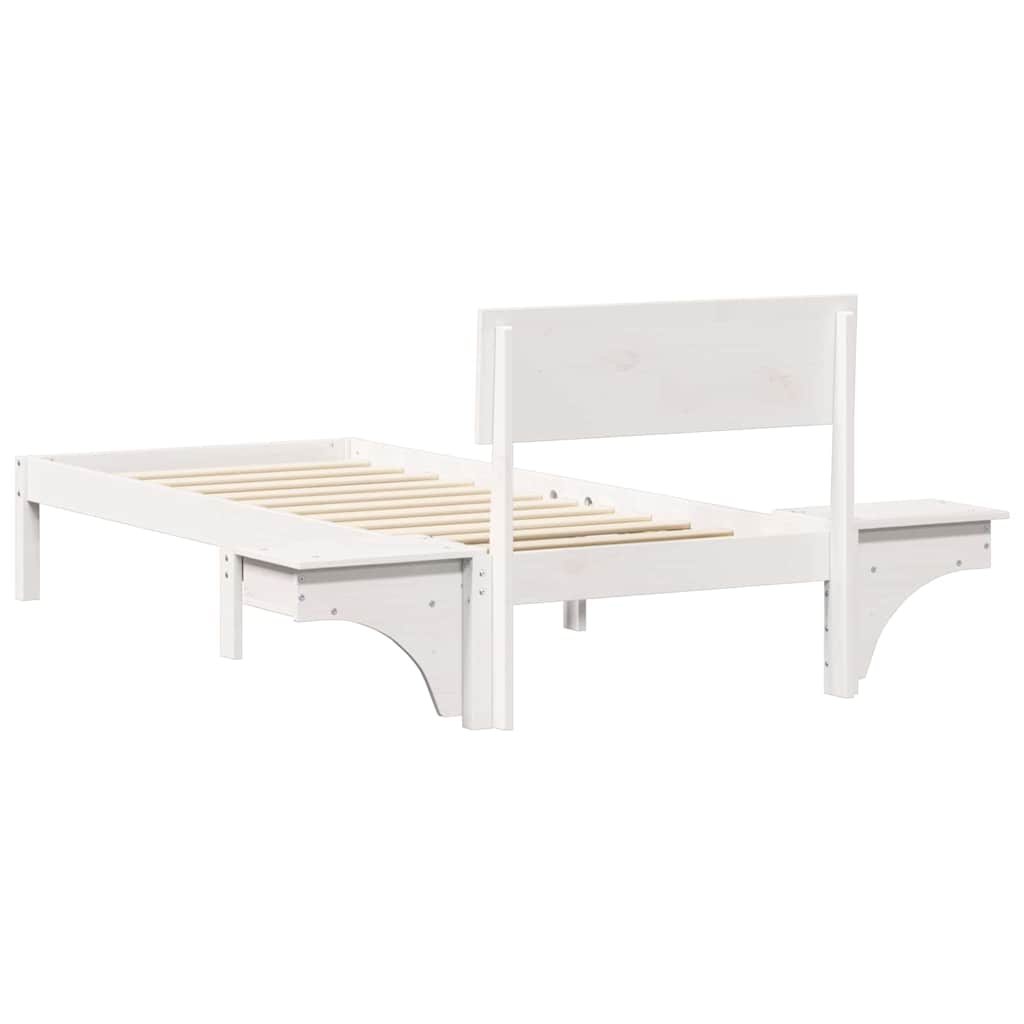 Sengestel med hovedgærde Hvid 75 x 190 cm Massiv fyrretræ