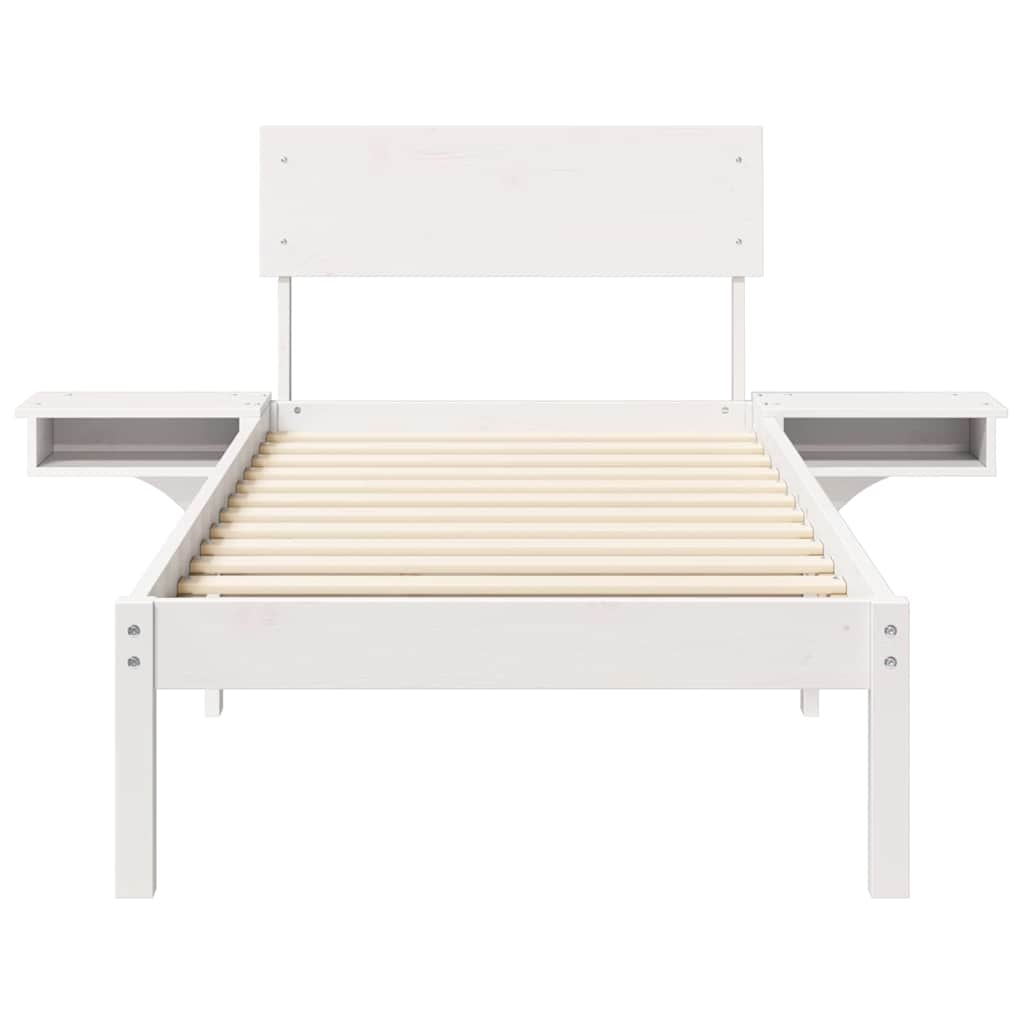 Sengestel med hovedgærde Hvid 75 x 190 cm Massiv fyrretræ
