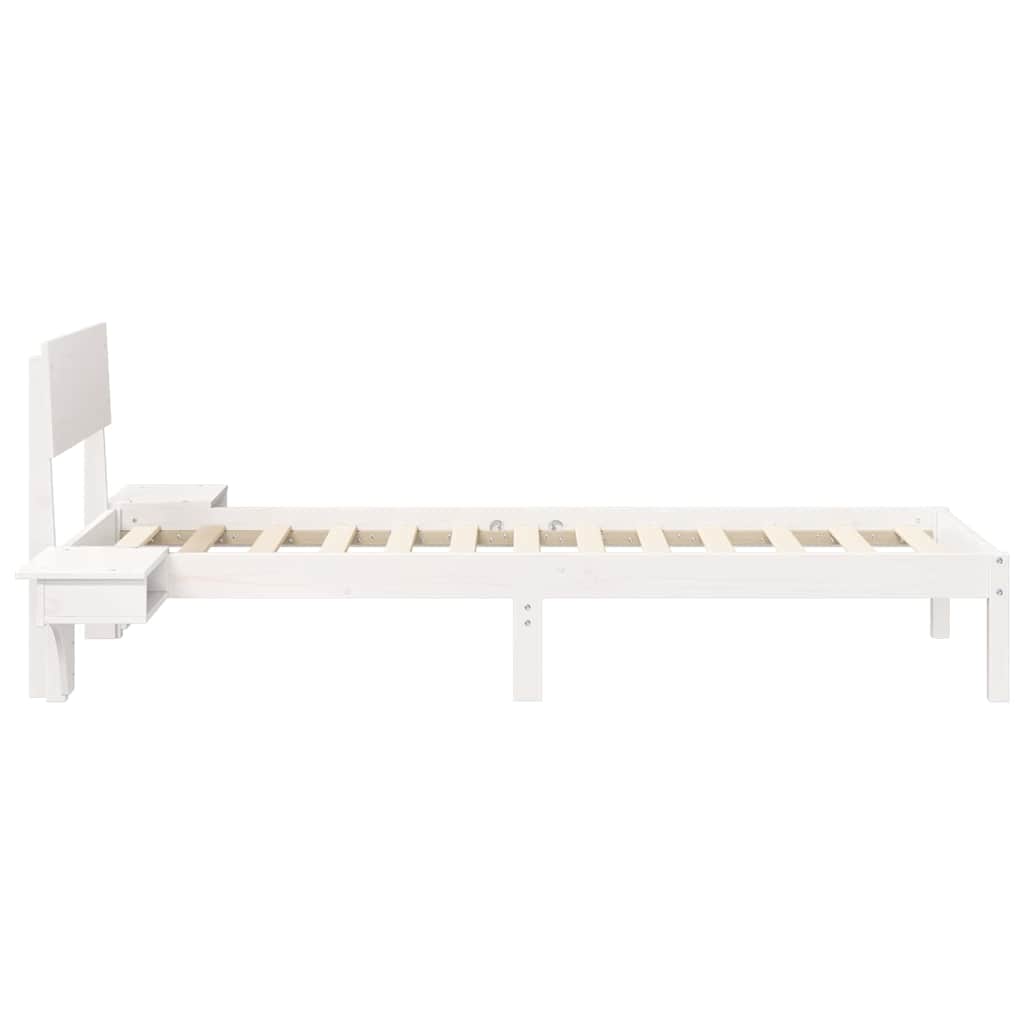 Sengestel med hovedgærde Hvid 75 x 190 cm Massiv fyrretræ