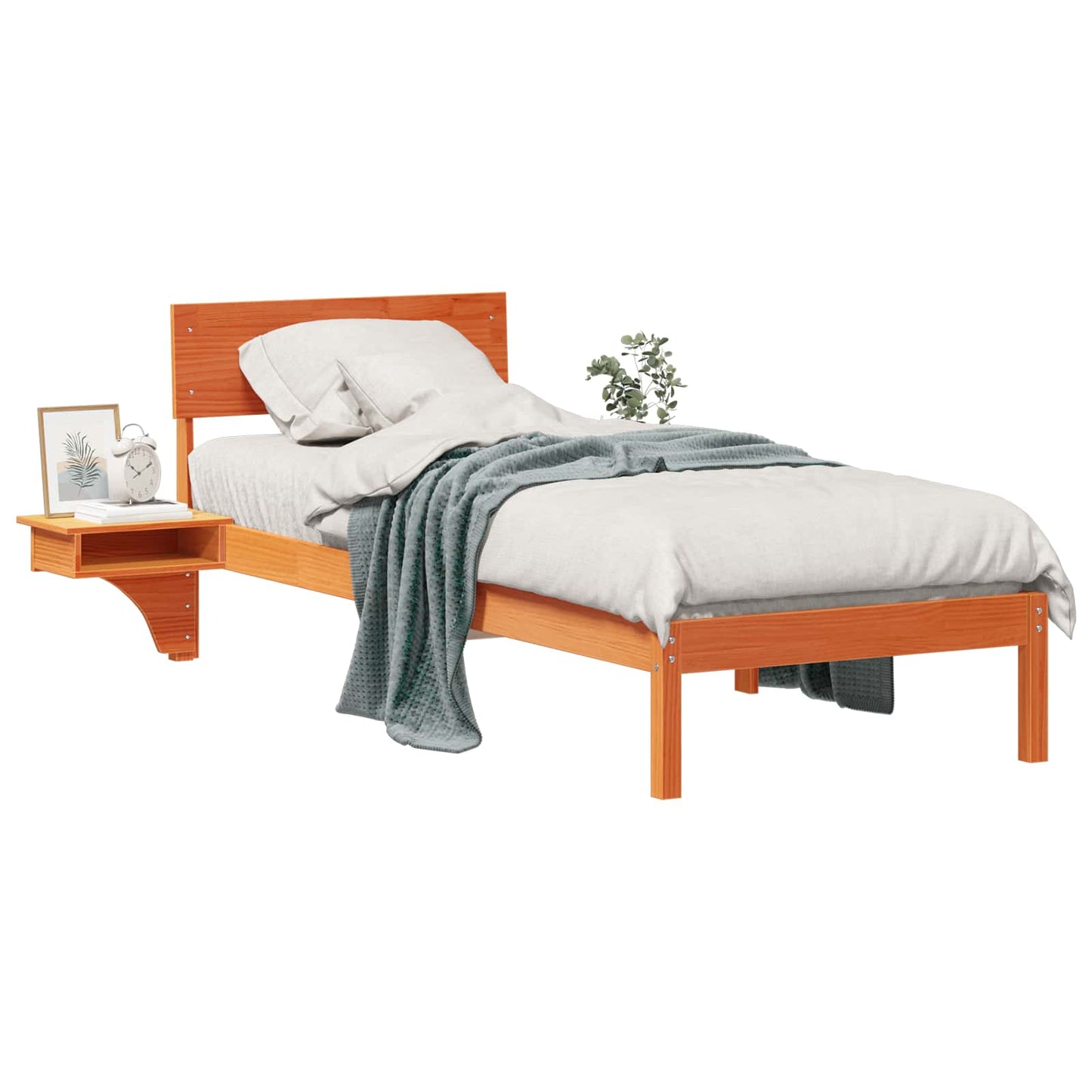 Sengestel med hovedgærde Voks brun 75 x 190 cm Massiv fyrretræ