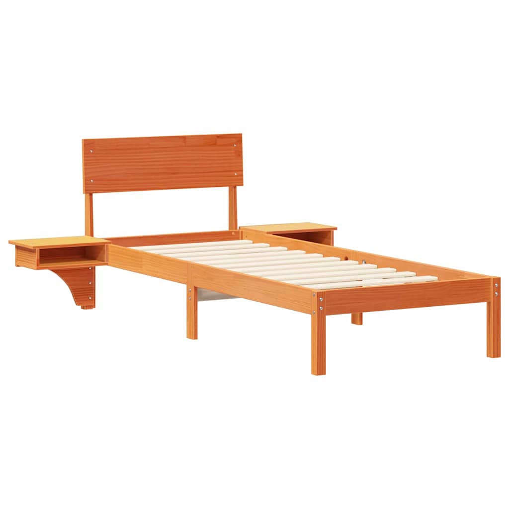 Sengestel med hovedgærde Voks brun 75 x 190 cm Massiv fyrretræ