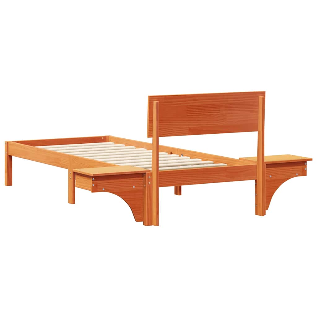 Sengestel med hovedgærde Voks brun 75 x 190 cm Massiv fyrretræ