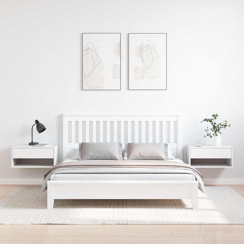Sengebord 2 stk. Hvid 50 x 32,5 x 24 cm Massivt fyrretræ