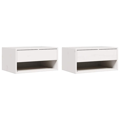 Sengebord 2 stk. Hvid 50 x 32,5 x 24 cm Massivt fyrretræ