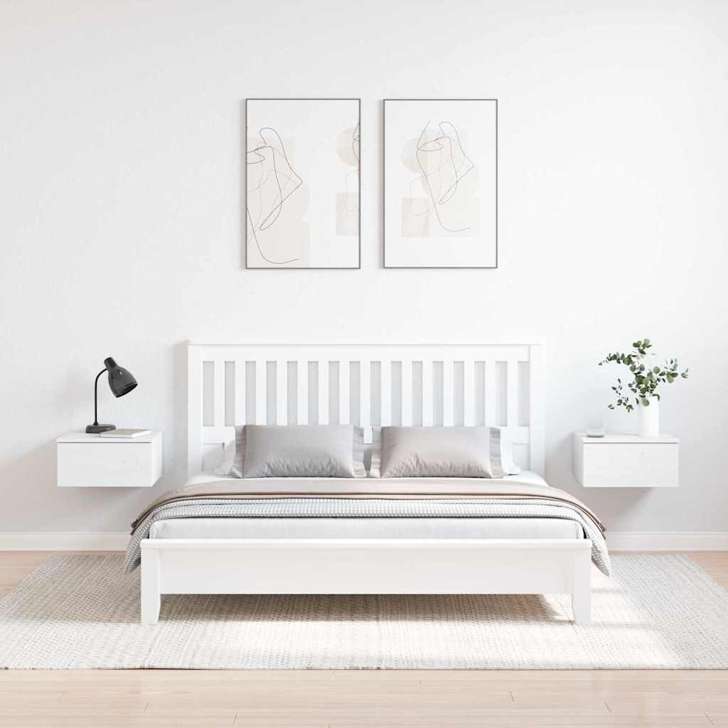 Sengebord 2 stk. Hvid 37 x 35 x 18,5 cm Massivt fyrretræ