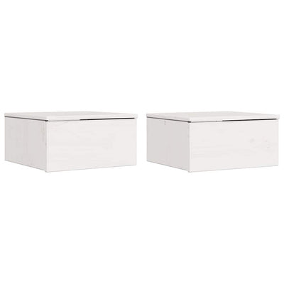 Sengebord 2 stk. Hvid 37 x 35 x 18,5 cm Massivt fyrretræ