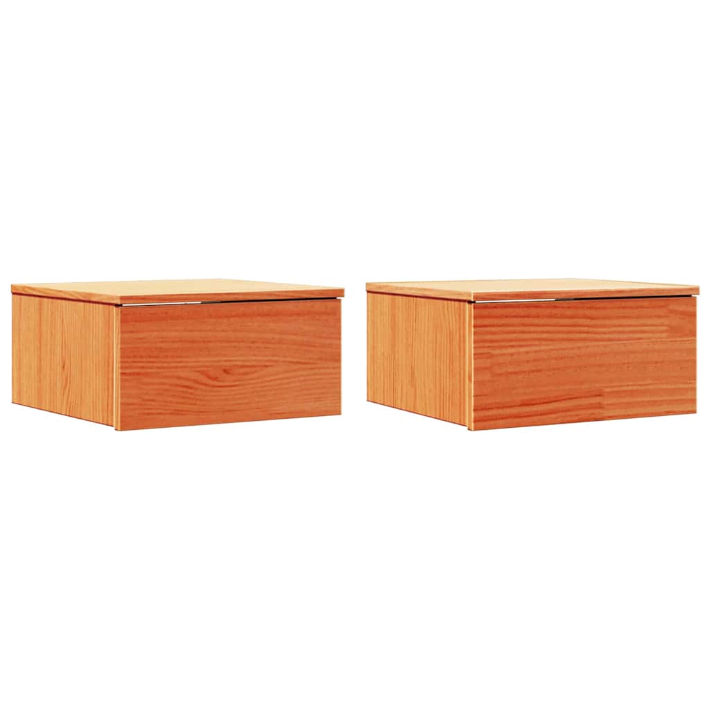 Sengebord 2 stk. Voks brun 37 x 35 x 18,5 cm Massivt fyrretræ