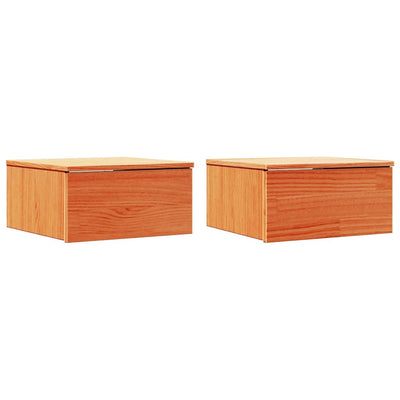 Sengebord 2 stk. Voks brun 37 x 35 x 18,5 cm Massivt fyrretræ