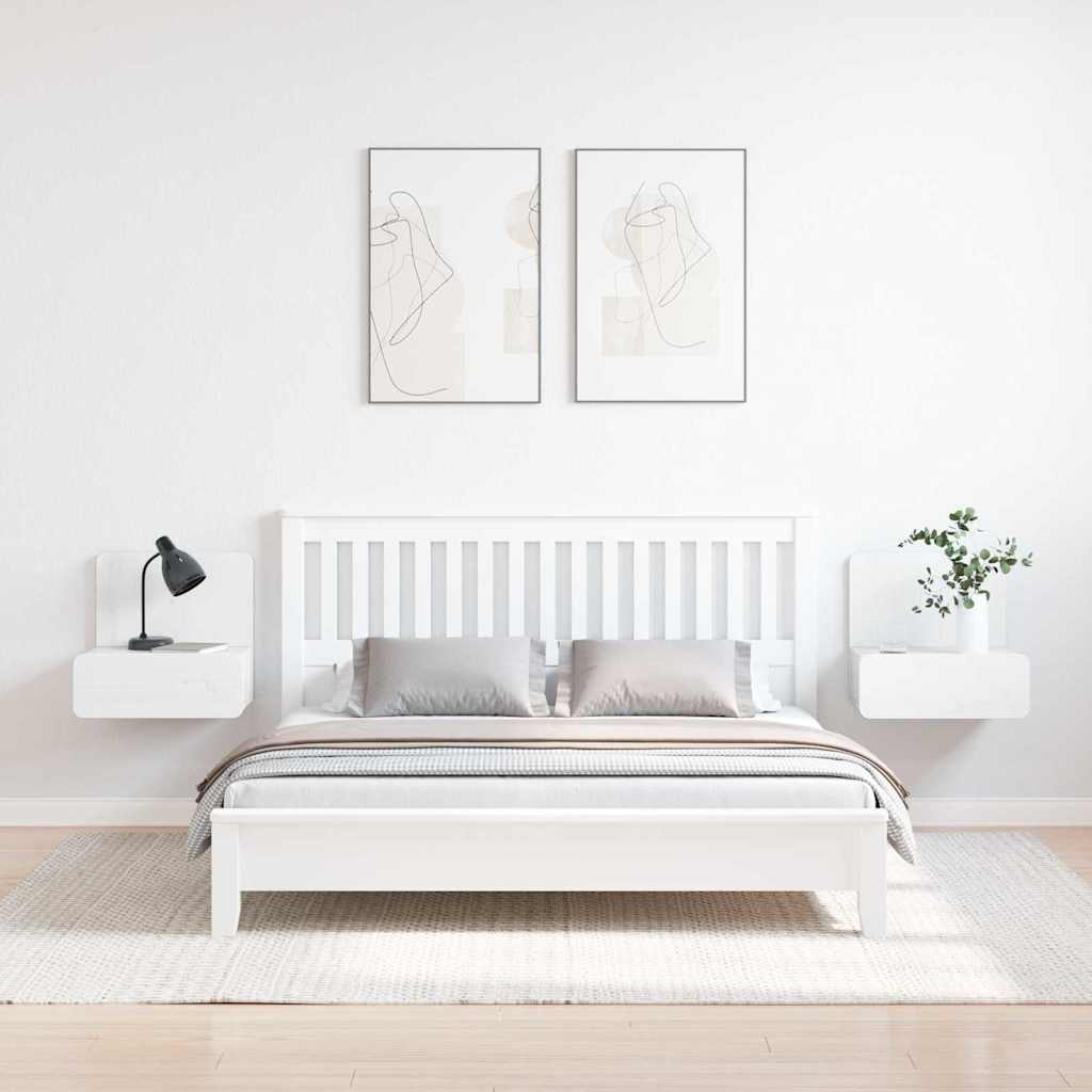 Sengebord 2 stk. Hvid 44 x 32,5 x 40 cm Massivt fyrretræ