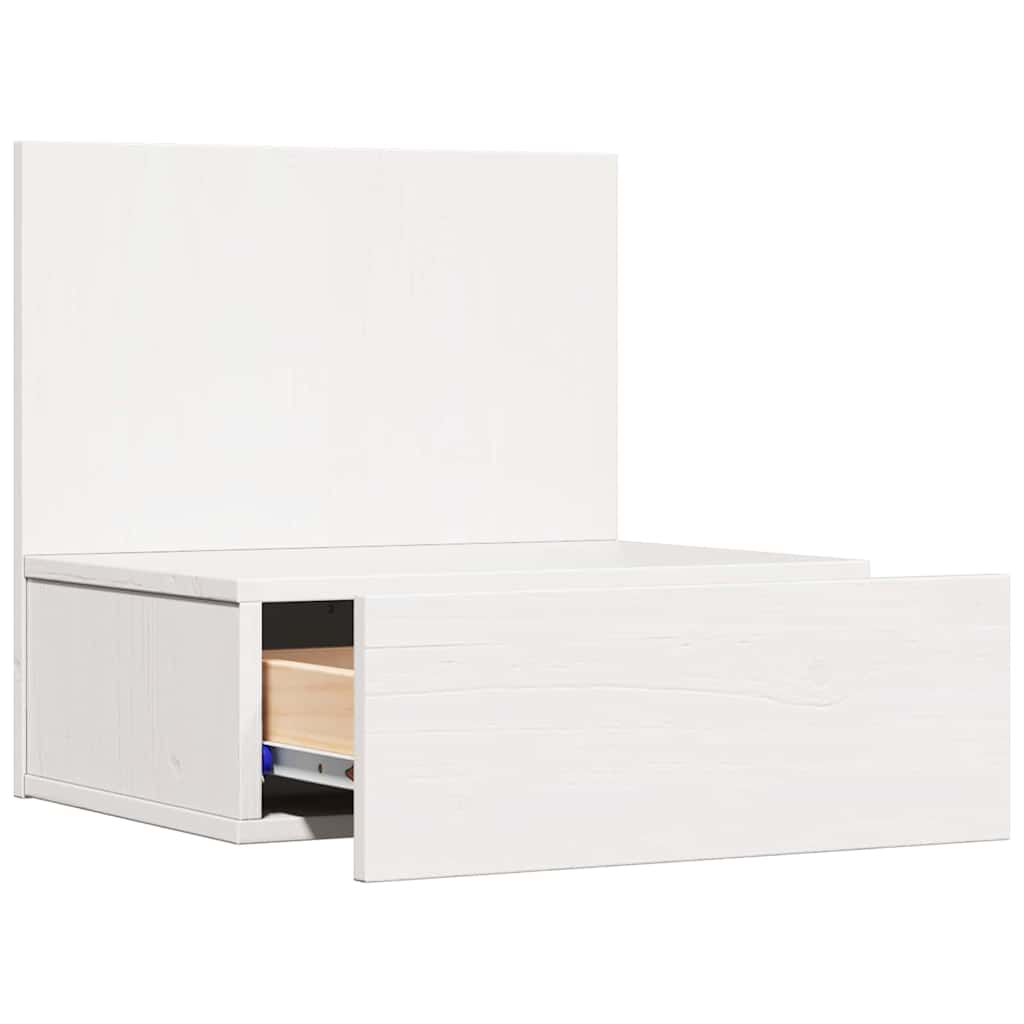 Sengebord med skuffe Hvid 42 x 32,5 x 40 cm Massivt fyrretræ