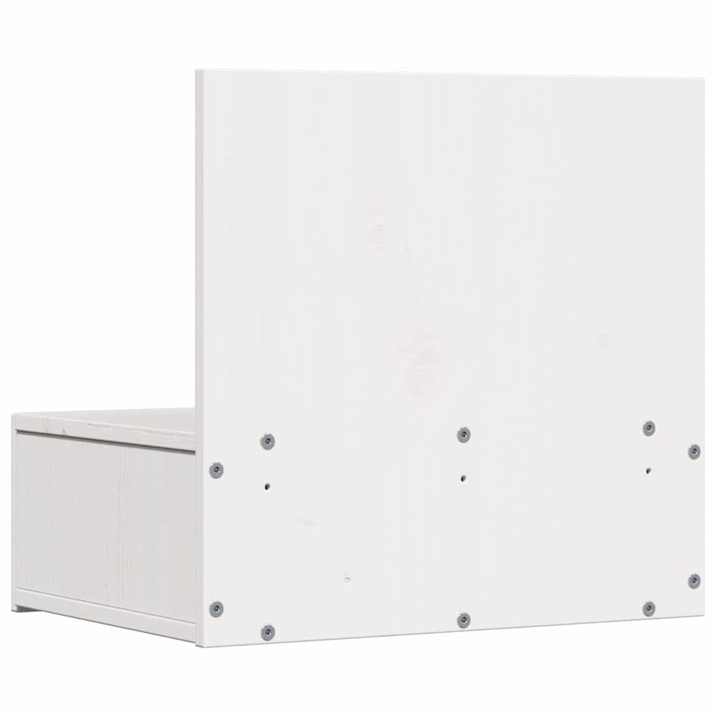 Sengebord med skuffe Hvid 42 x 32,5 x 40 cm Massivt fyrretræ