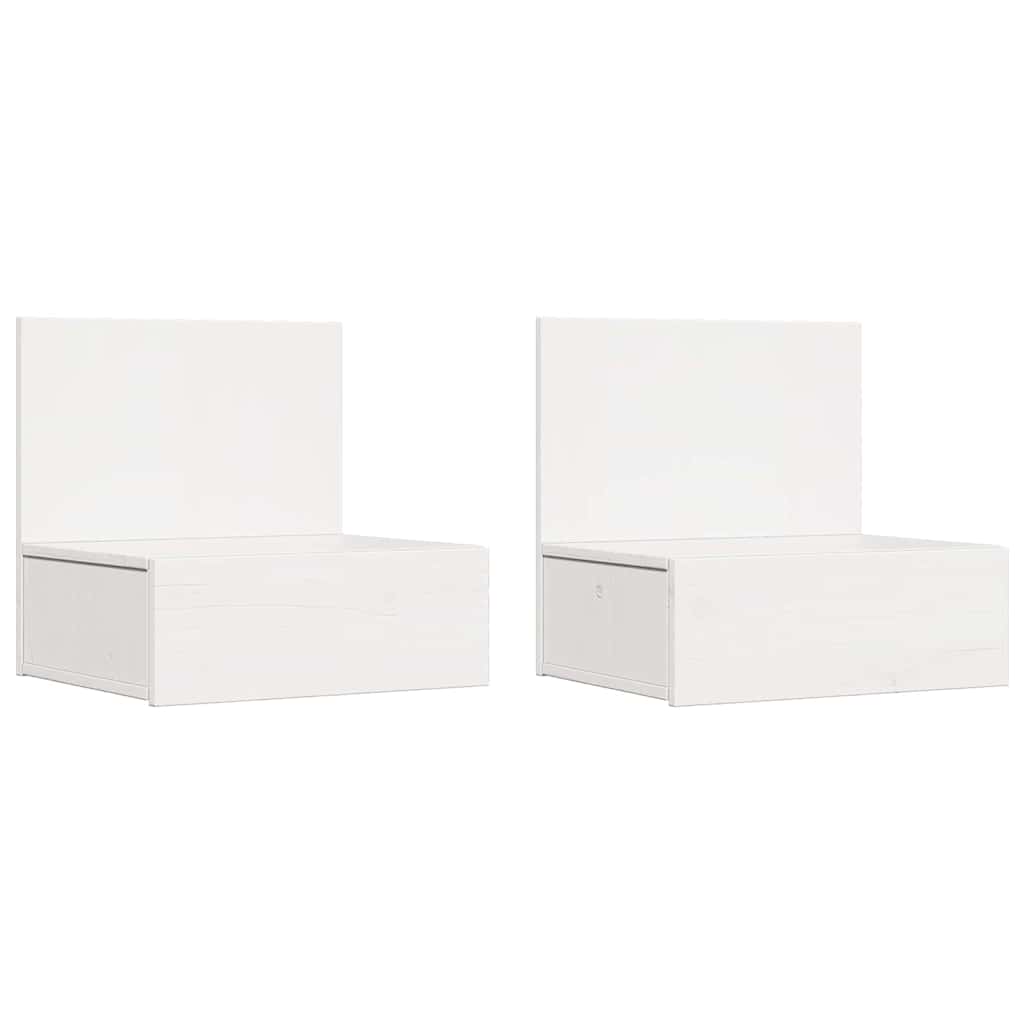 Sengebord 2 stk. Hvid 42 x 32,5 x 40 cm Massivt fyrretræ