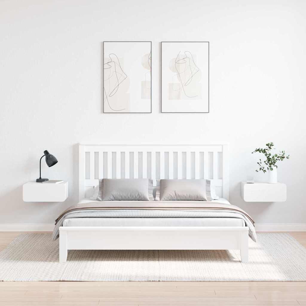 Sengebord 2 stk. Hvid 39 x 34 x 16,5 cm Massivt fyrretræ