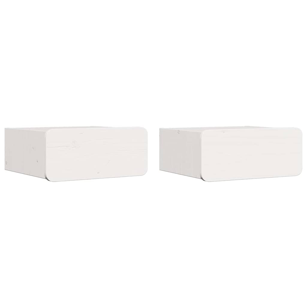 Sengebord 2 stk. Hvid 39 x 34 x 16,5 cm Massivt fyrretræ