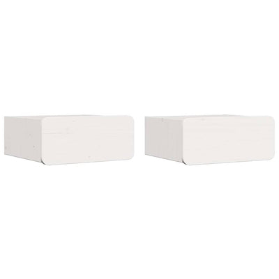 Sengebord 2 stk. Hvid 39 x 34 x 16,5 cm Massivt fyrretræ