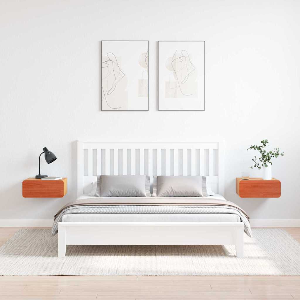 Sengebord 2 stk. Voks brun 39 x 34 x 16,5 cm Massivt fyrretræ