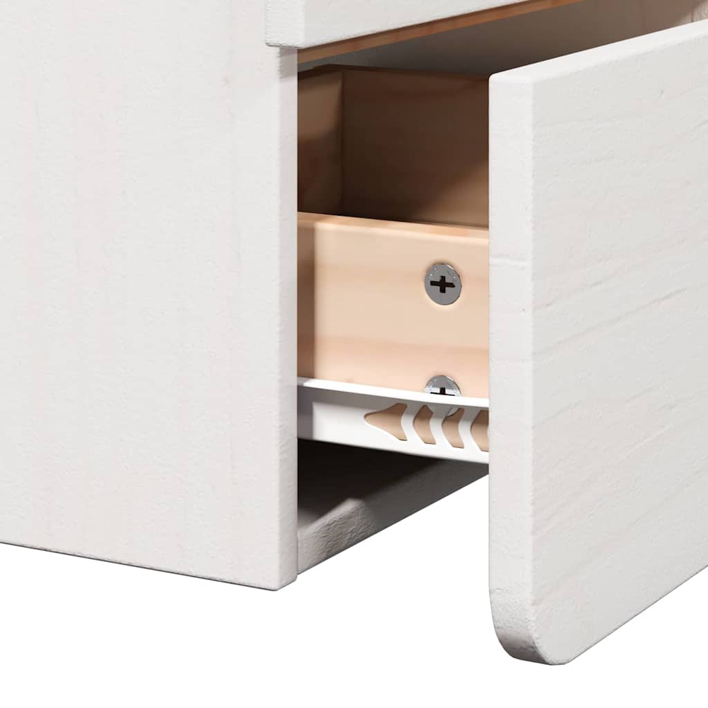 Sengebord 2 stk. Hvid 39 x 34 x 33 cm Massivt fyrretræ