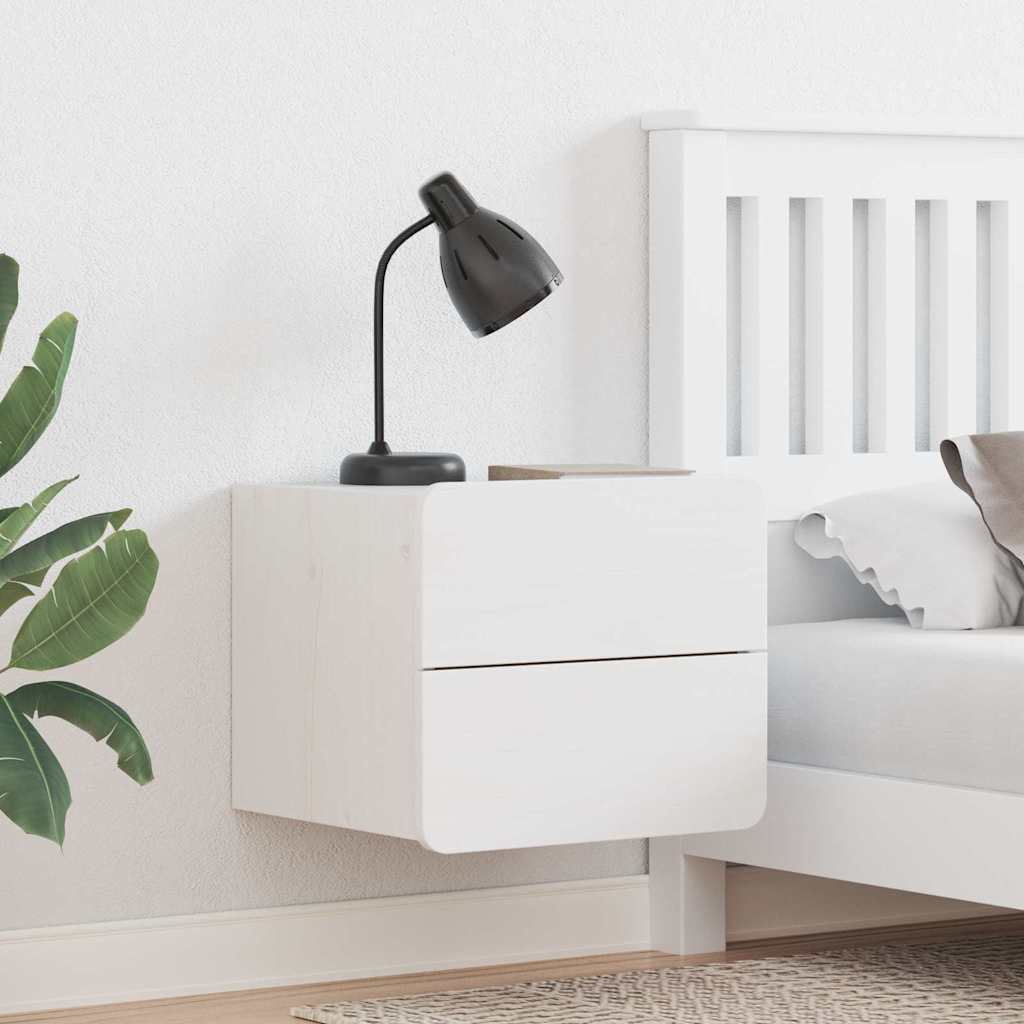 Sengebord 2 stk. Hvid 39 x 34 x 33 cm Massivt fyrretræ
