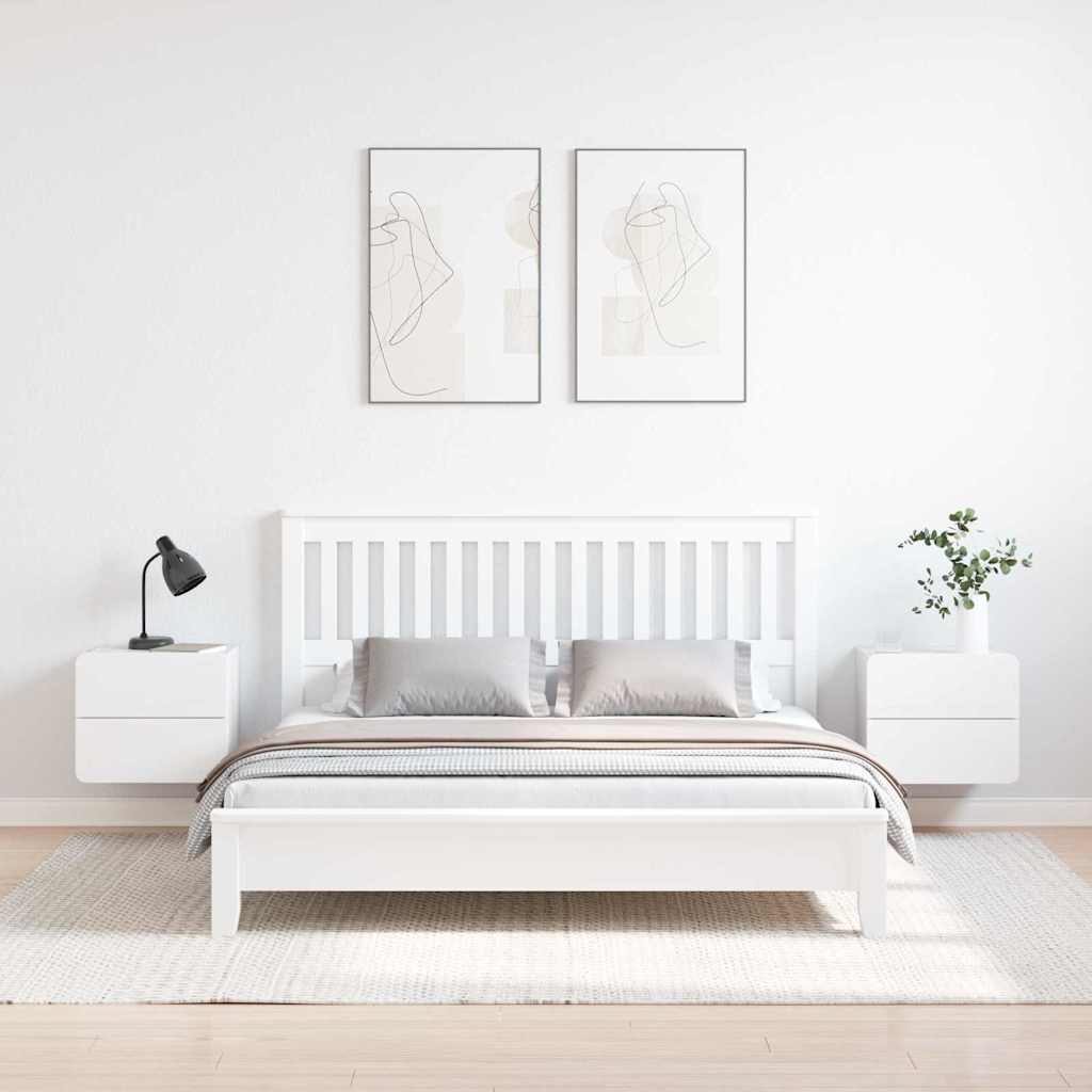 Sengebord 2 stk. Hvid 39 x 34 x 33 cm Massivt fyrretræ