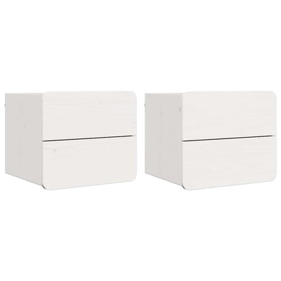 Sengebord 2 stk. Hvid 39 x 34 x 33 cm Massivt fyrretræ