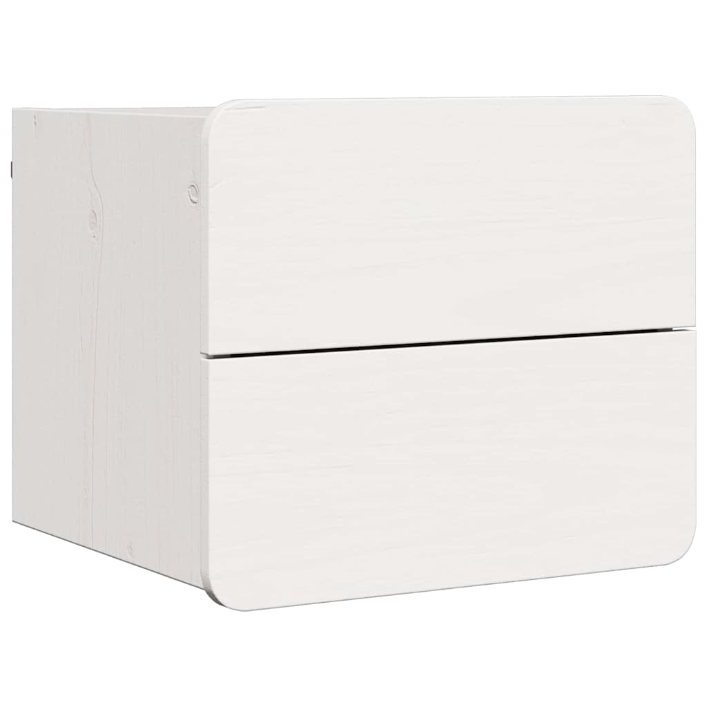 Sengebord 2 stk. Hvid 39 x 34 x 33 cm Massivt fyrretræ