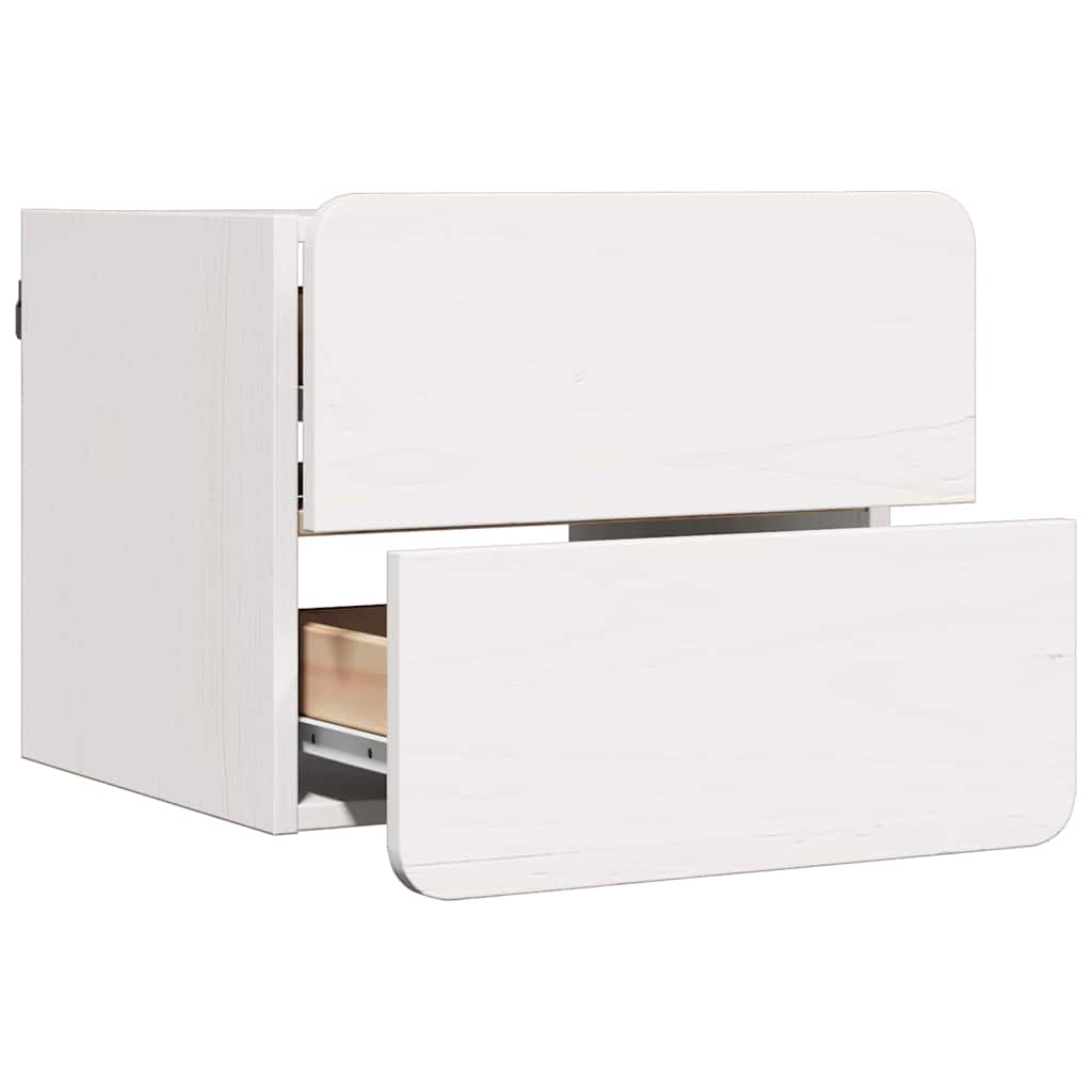 Sengebord 2 stk. Hvid 39 x 34 x 33 cm Massivt fyrretræ