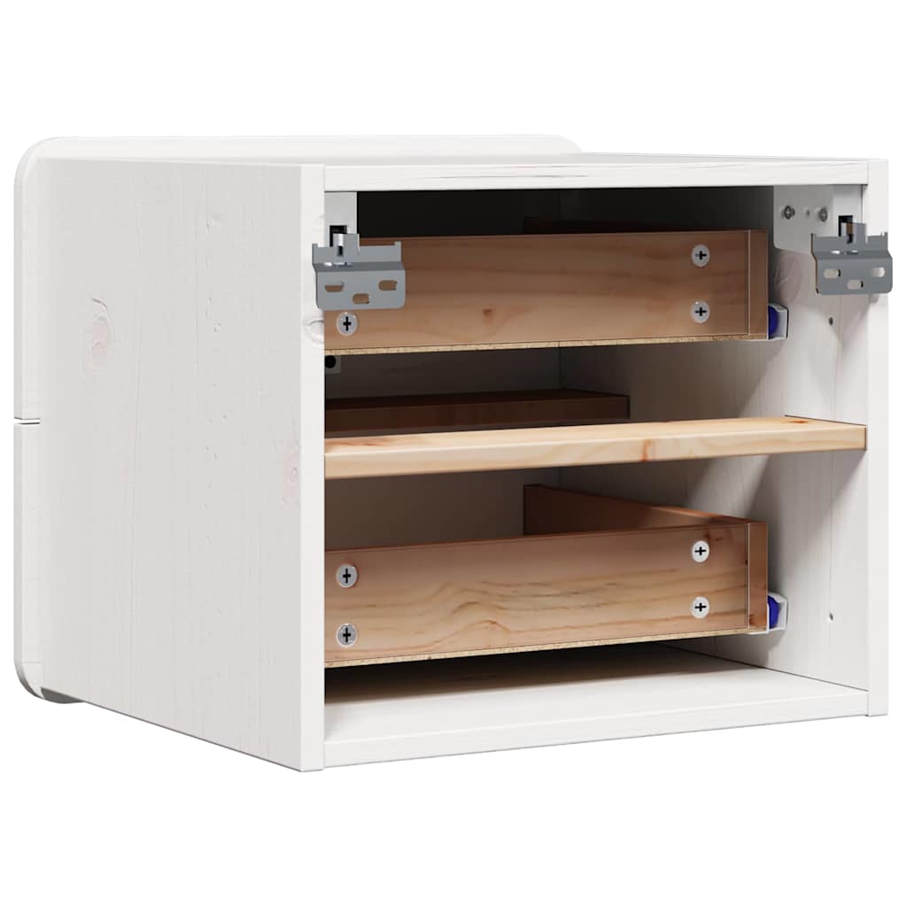 Sengebord 2 stk. Hvid 39 x 34 x 33 cm Massivt fyrretræ