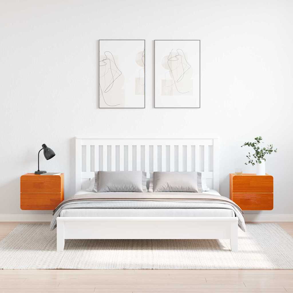 Sengebord 2 stk. Brun 39 x 34 x 33 cm Massivt fyrretræ