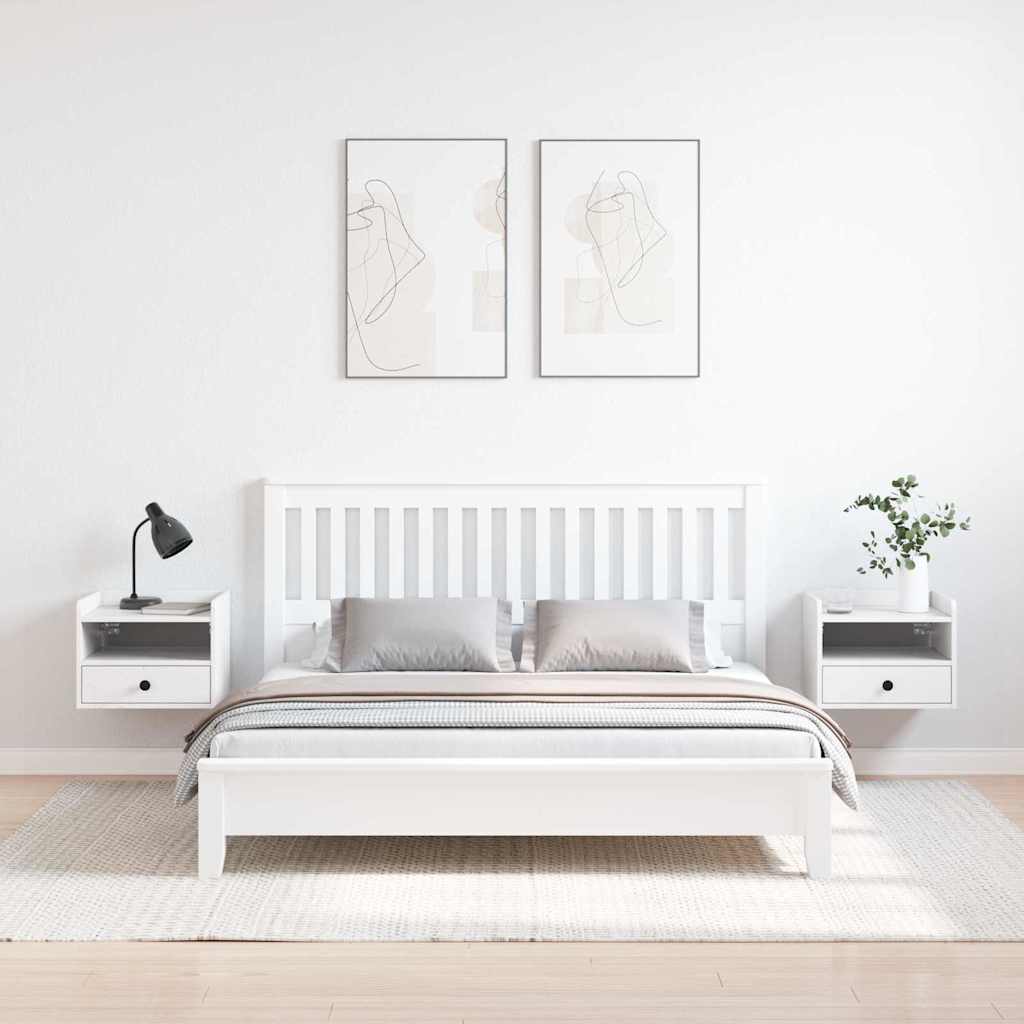 Sengebord 2 stk. Hvid 38 x 36 x 29,5 cm Massivt fyrretræ