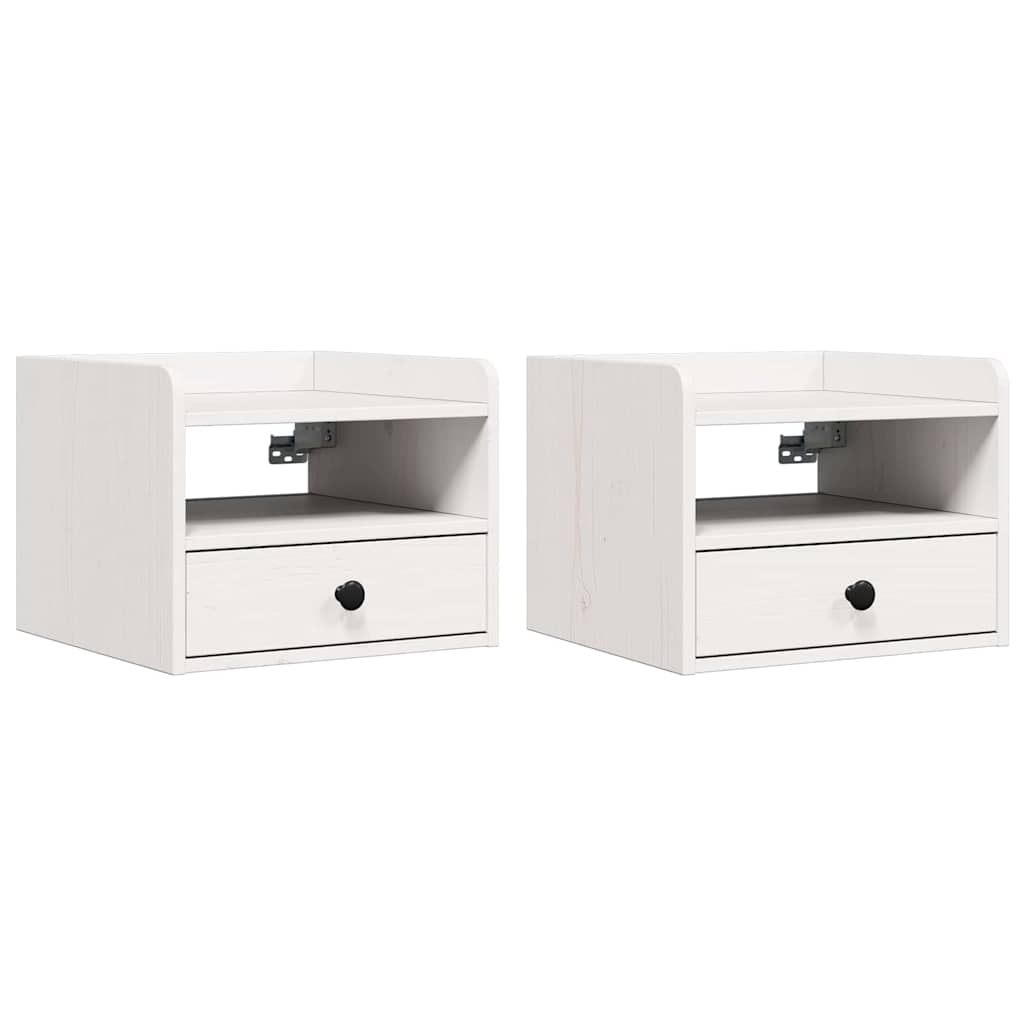 Sengebord 2 stk. Hvid 38 x 36 x 29,5 cm Massivt fyrretræ
