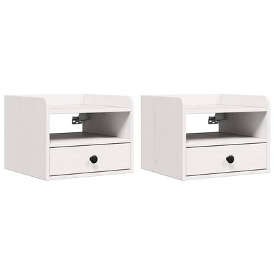 Sengebord 2 stk. Hvid 38 x 36 x 29,5 cm Massivt fyrretræ