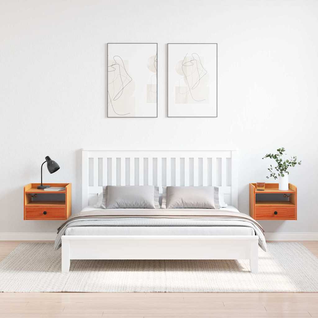 Sengebord 2 stk. Voks brun 38 x 36 x 29,5 cm Massivt fyrretræ