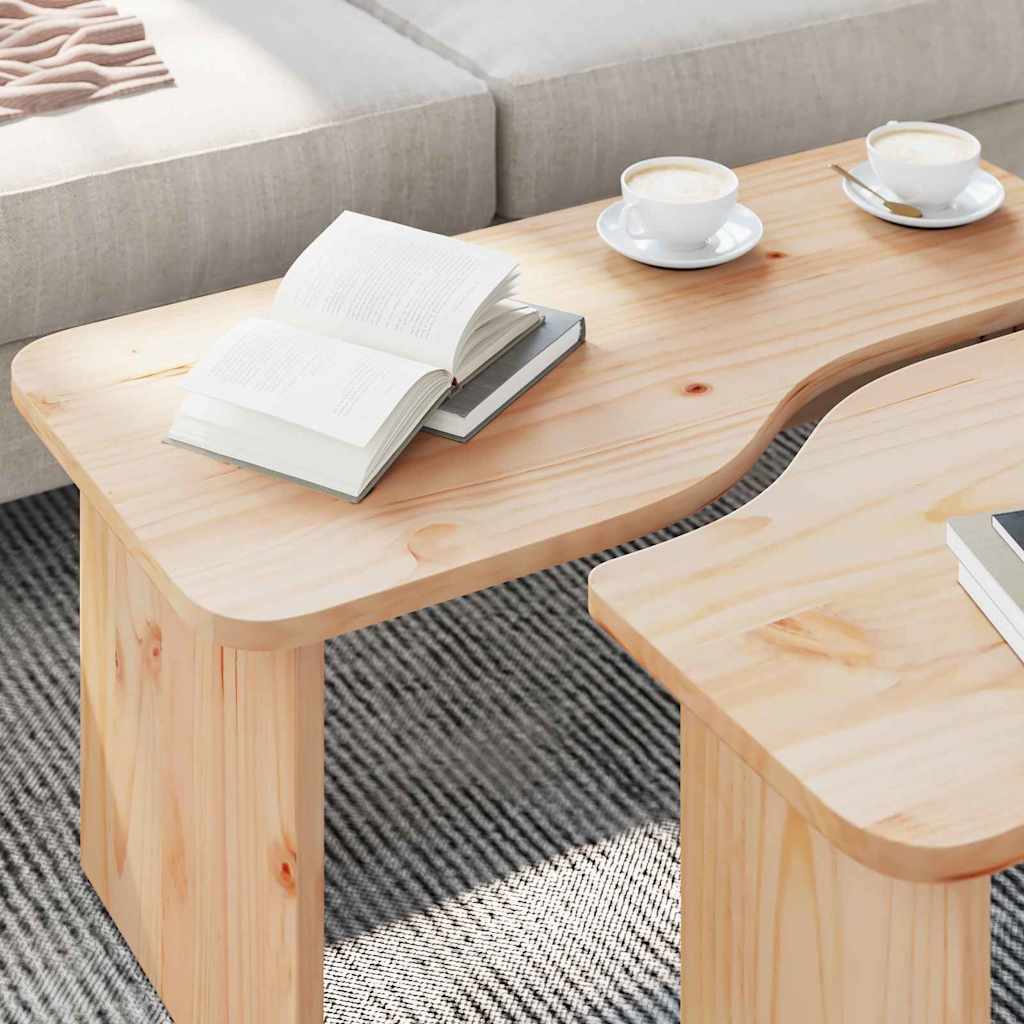 Sofabord 2 stk. Naturfarvet 100 x 69 x 35,5 cm Massivt fyrretræ