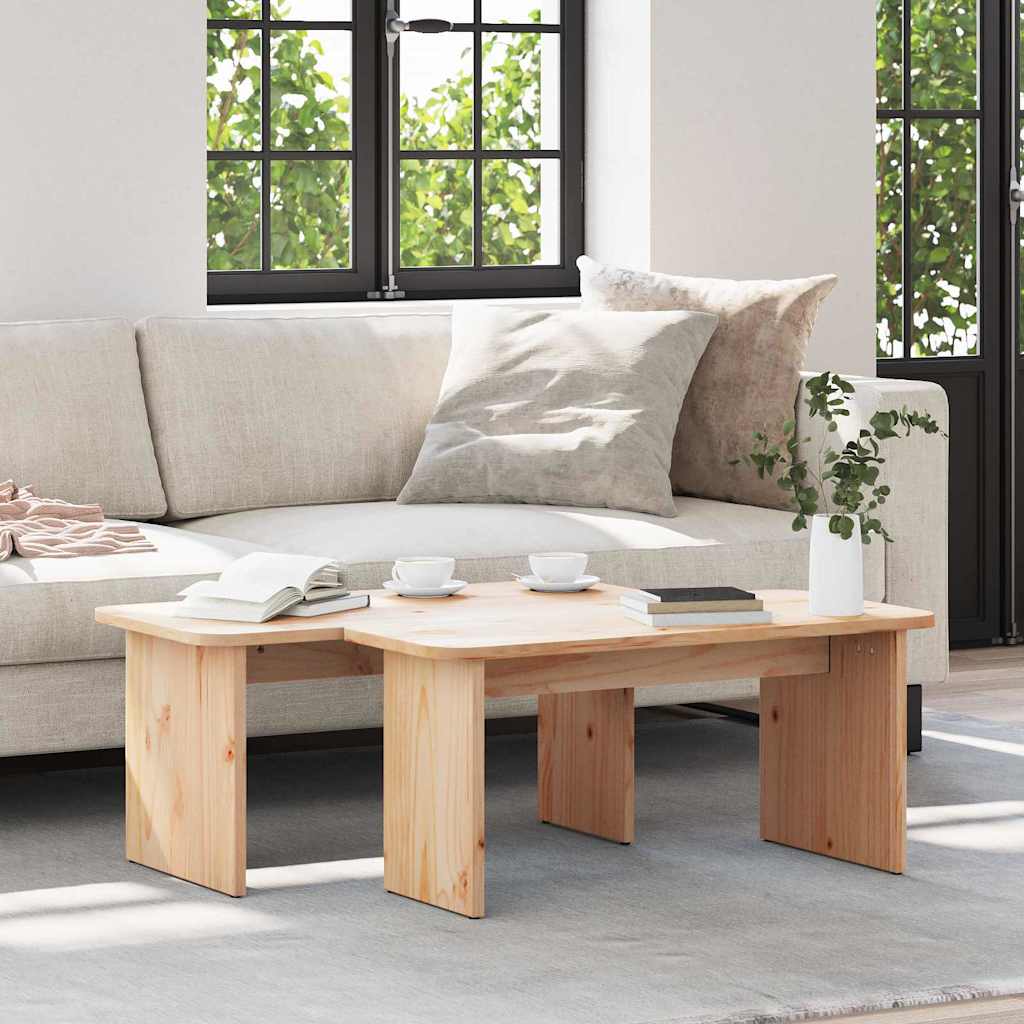 Sofabord 2 stk. Naturfarvet 100 x 69 x 35,5 cm Massivt fyrretræ