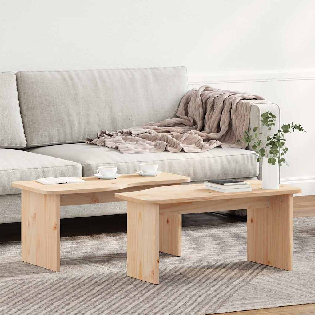 Sofabord 2 stk. Naturfarvet 100 x 69 x 35,5 cm Massivt fyrretræ