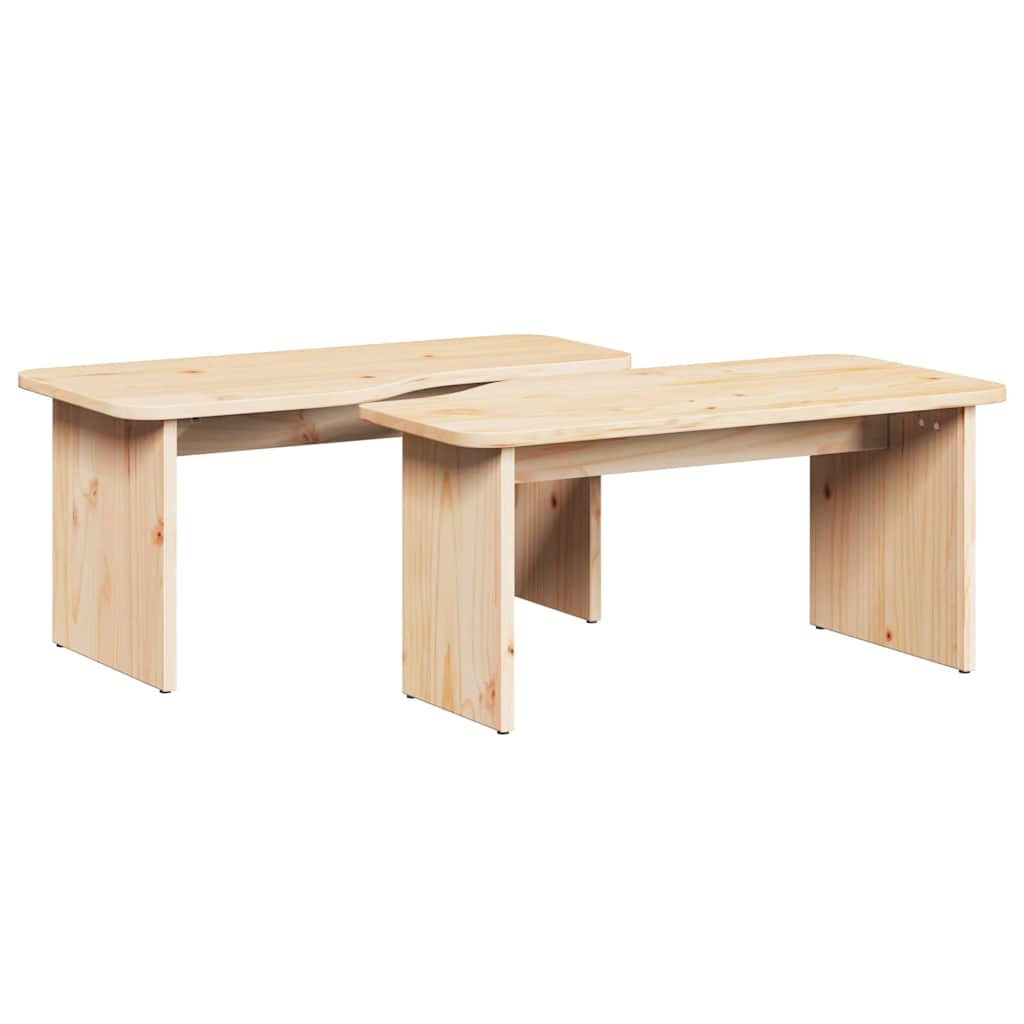 Sofabord 2 stk. Naturfarvet 100 x 69 x 35,5 cm Massivt fyrretræ